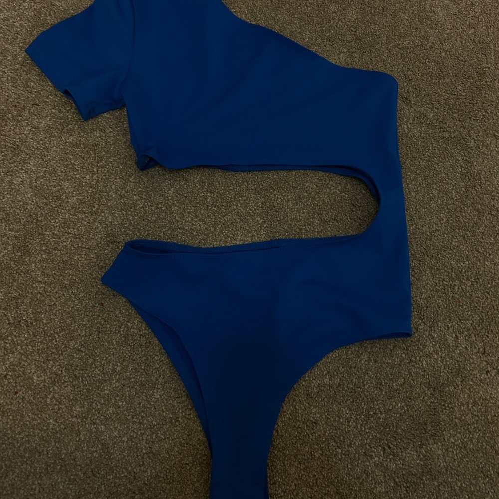 Edikted Blue Asymmetrical Bodysuit